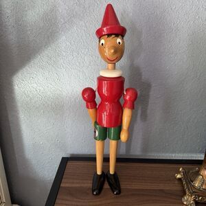 Vintage Wooden Pinocchio Strung Doll Vtg 16” Tall